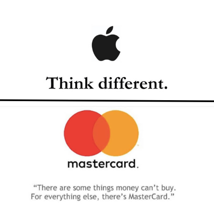 Tagline of Apple and Mastercard